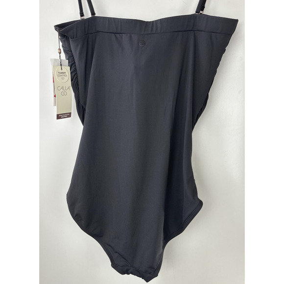 NWT CALIA Tummy Control Women's Bandeau One Piece Swimsuit Ruched Black Size 12 - Picture 6 of 11